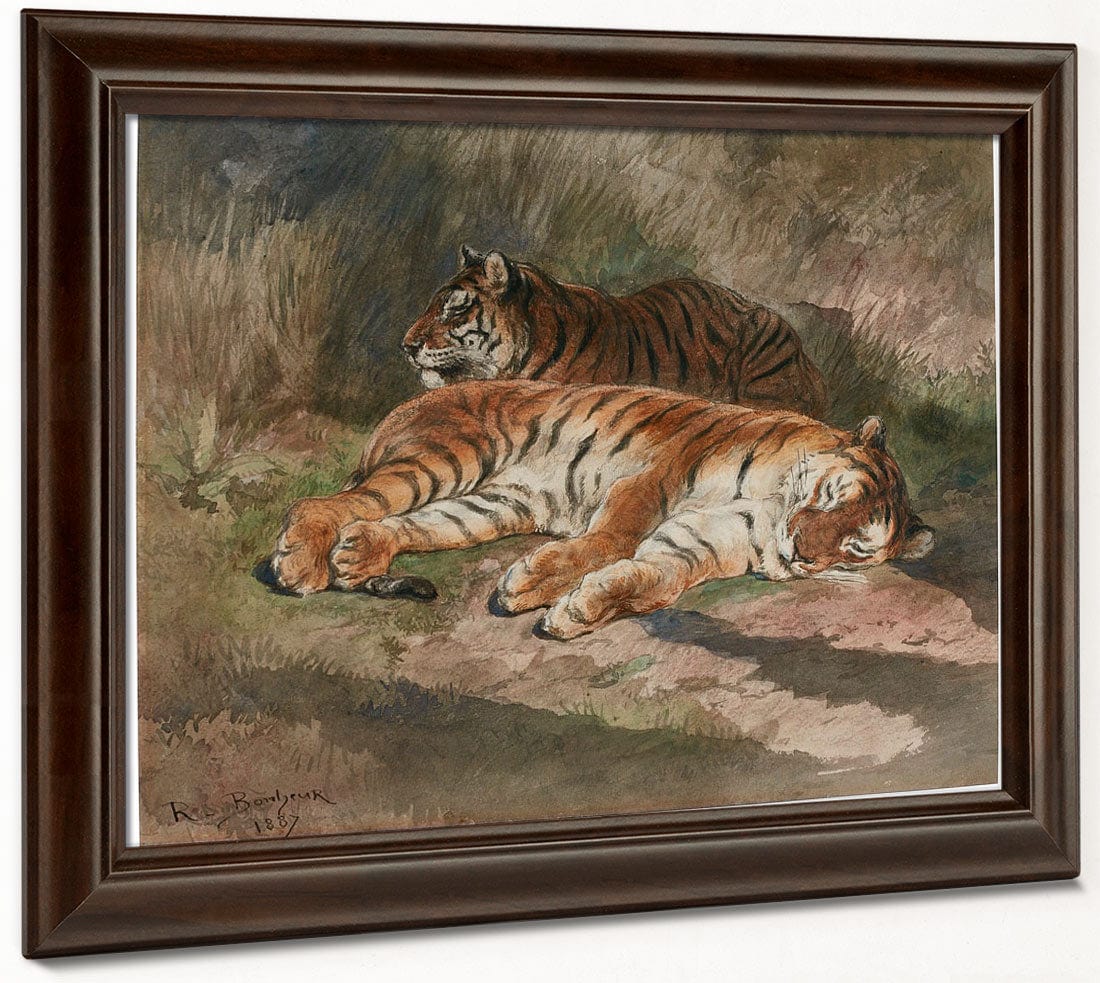 Two Recumbent Tigers By Rosa Bonheur Fine Art Print 2