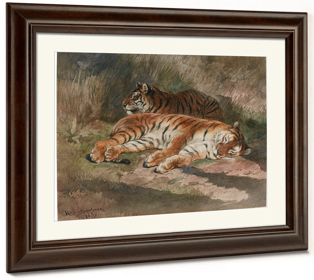 Two Recumbent Tigers By Rosa Bonheur Fine Art Print 2