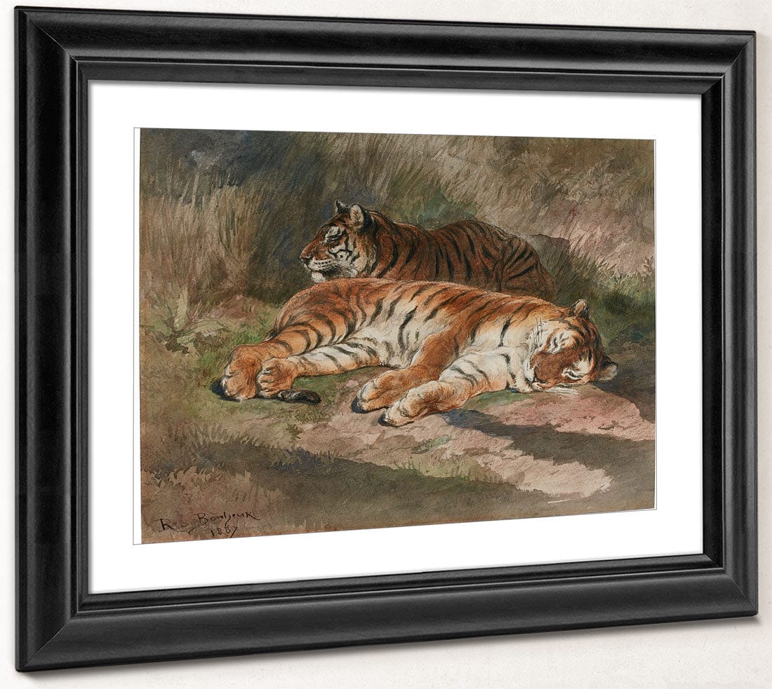 Two Recumbent Tigers By Rosa Bonheur Fine Art Print 2