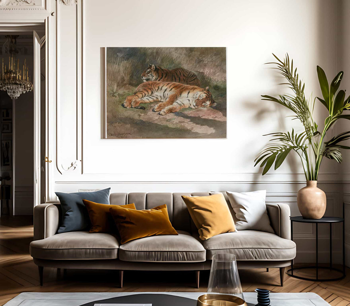 Two Recumbent Tigers By Rosa Bonheur Fine Art Print 2