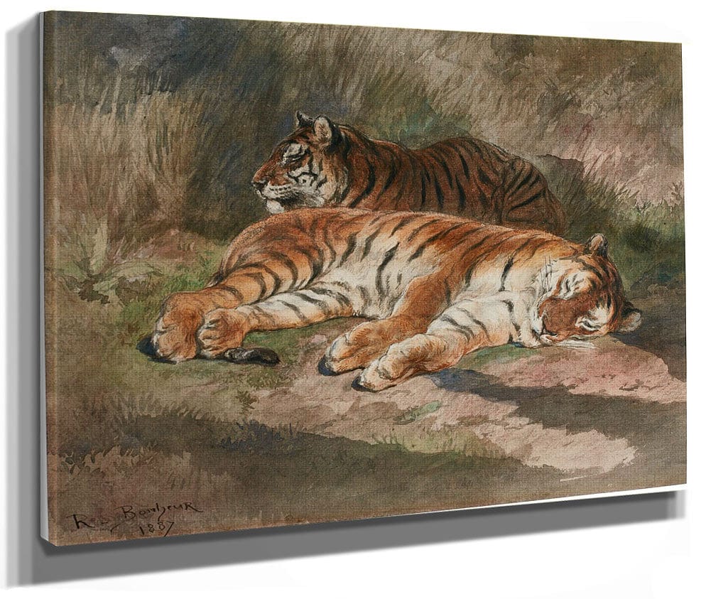Two Recumbent Tigers By Rosa Bonheur Fine Art Print 2