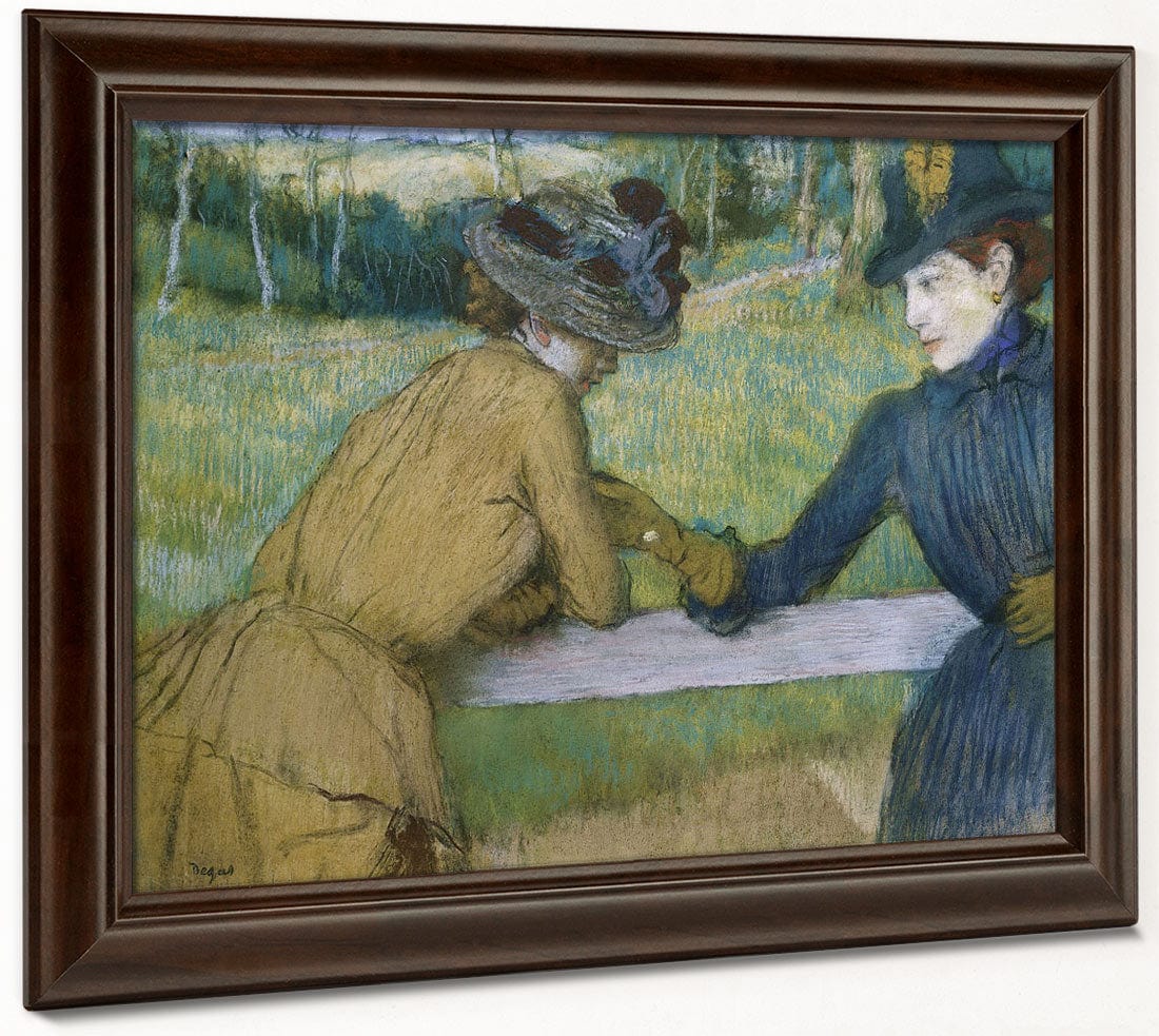 Two Women Leaning On A Fence Rail By Edgar Degas Fine Art Print 2