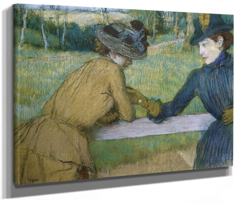Two Women Leaning On A Fence Rail By Edgar Degas Fine Art Print 2