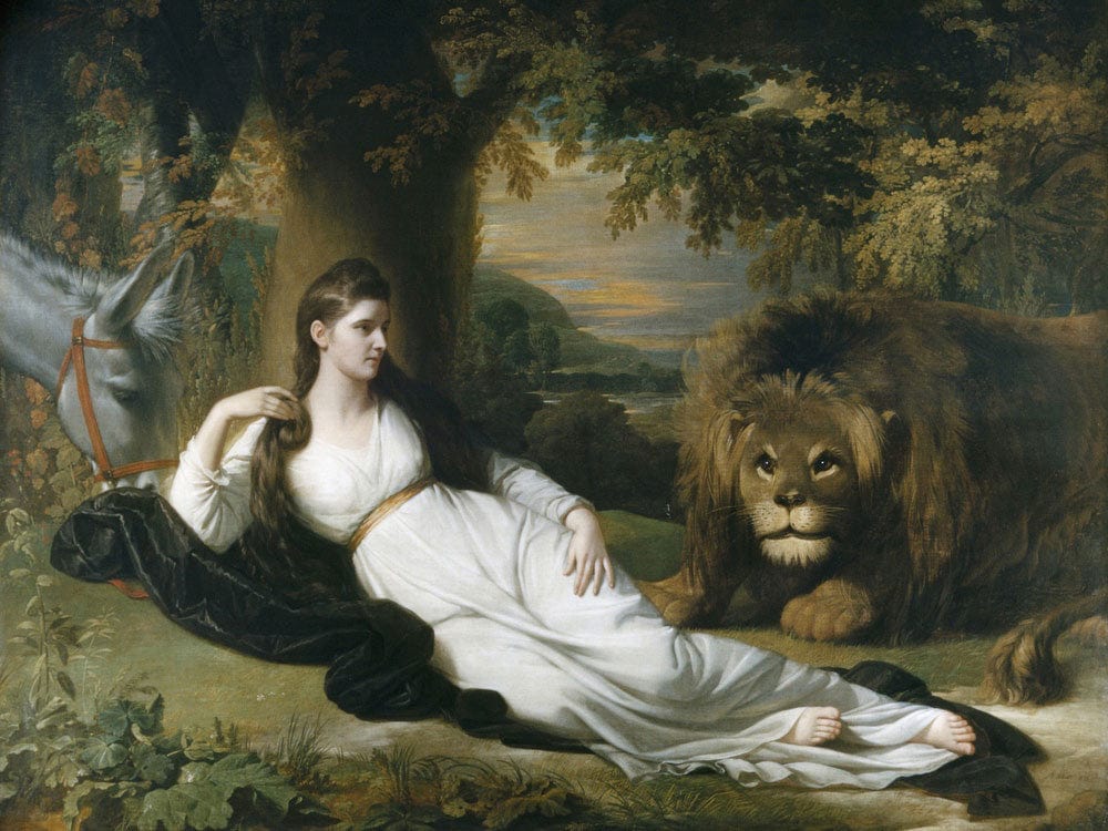 Una And The Lion (Mary Hall In The Character Of Una) By Benjamin West Fine Art Print 2