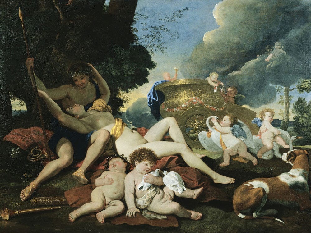Venus And Adonis By Nicolas Poussin Fine Art Print 2