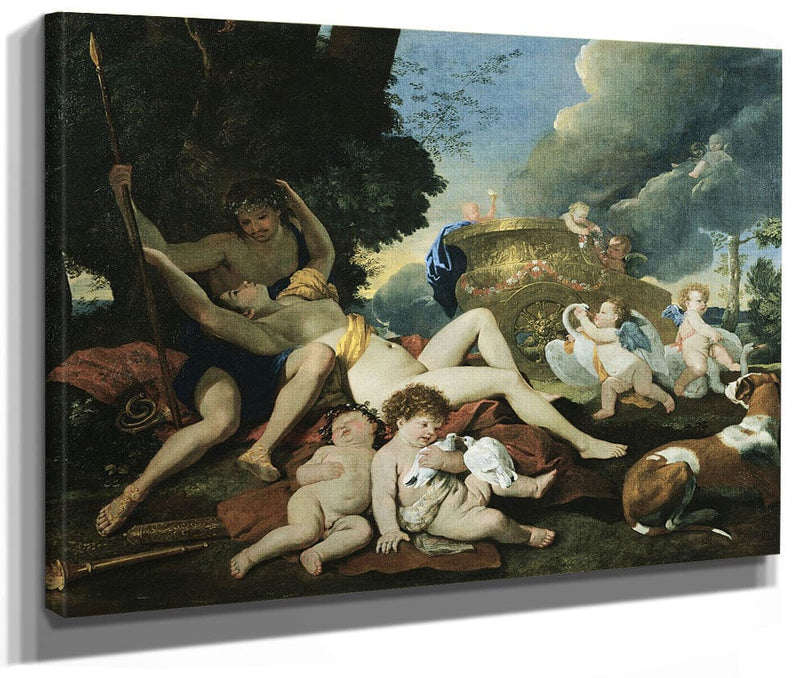 Venus And Adonis By Nicolas Poussin Fine Art Print 2