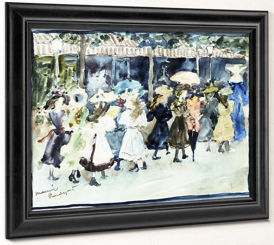 Watercolor Of Girls Walking Along The Boardwalk By Maurice Brazil Prendergast Fine Art Print 2