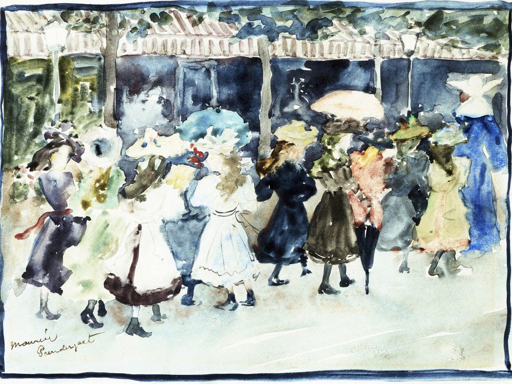 Watercolor Of Girls Walking Along The Boardwalk By Maurice Brazil Prendergast Fine Art Print 2