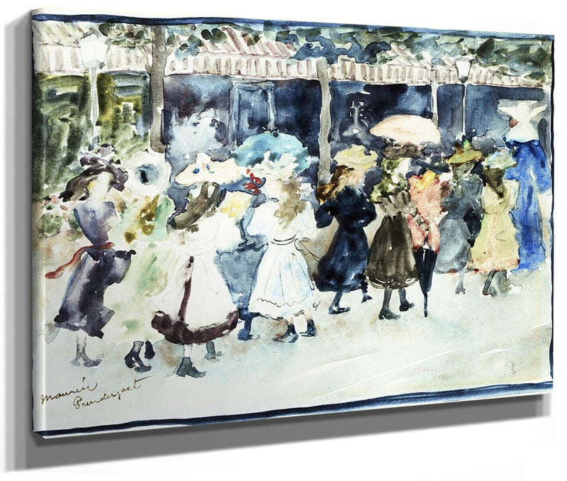 Watercolor Of Girls Walking Along The Boardwalk By Maurice Brazil Prendergast Fine Art Print 2
