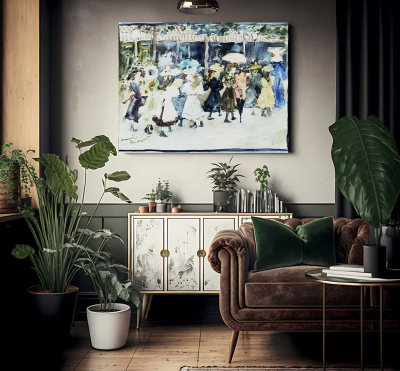 Watercolor Of Girls Walking Along The Boardwalk By Maurice Brazil Prendergast Fine Art Print 2