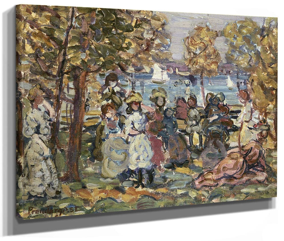 Waterside Park Scene By Maurice Brazil Prendergast Fine Art Print 2