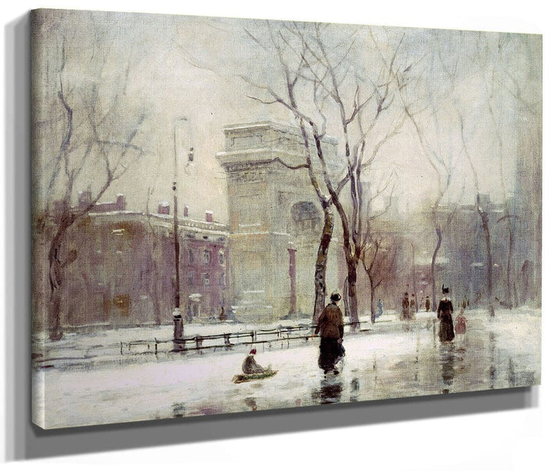 Winter In Washington Square By Paul Cornoyer Fine Art Print 2