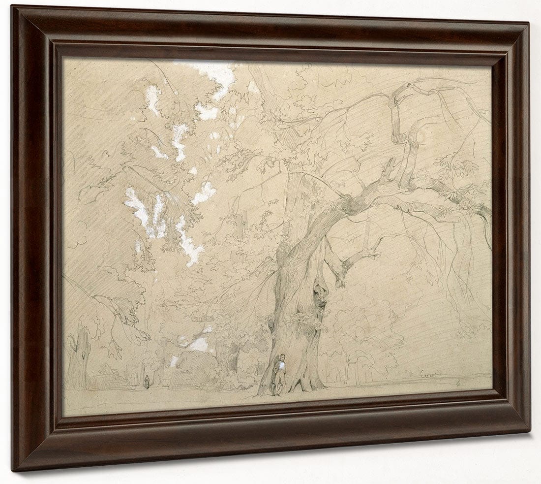 Young Man In Front Of A Great Oak By Jean Baptiste Camille Corot Fine Art Print 2