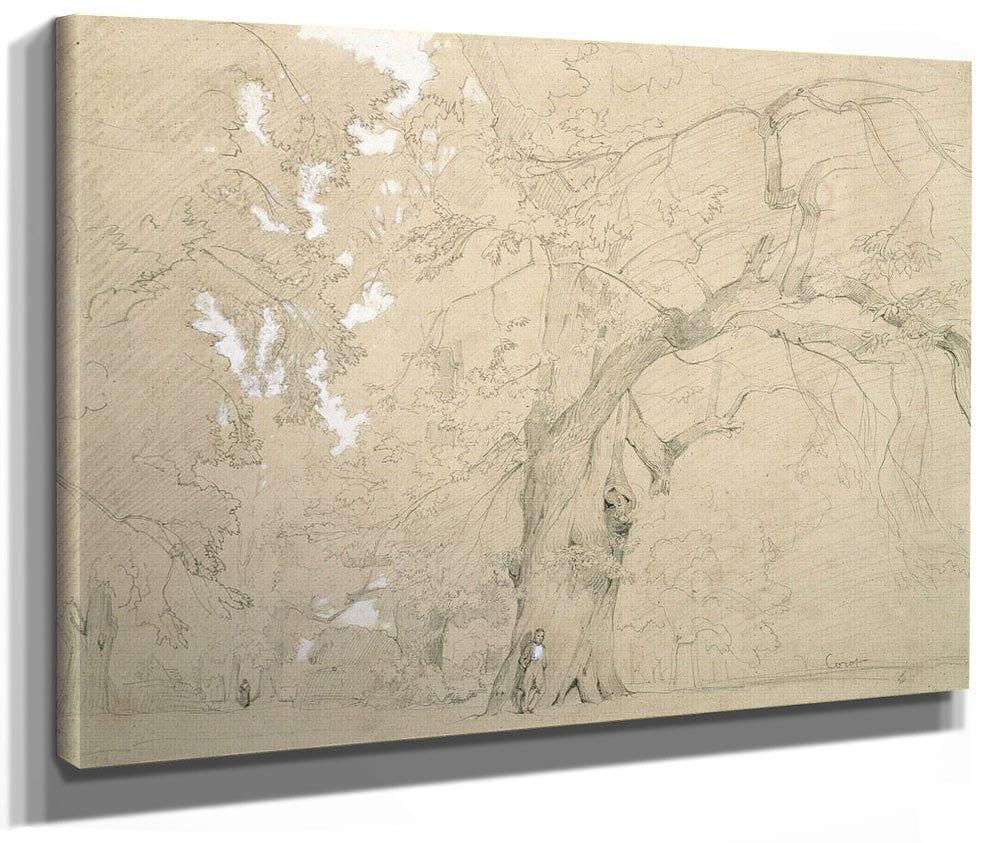 Young Man In Front Of A Great Oak By Jean Baptiste Camille Corot Fine Art Print 2