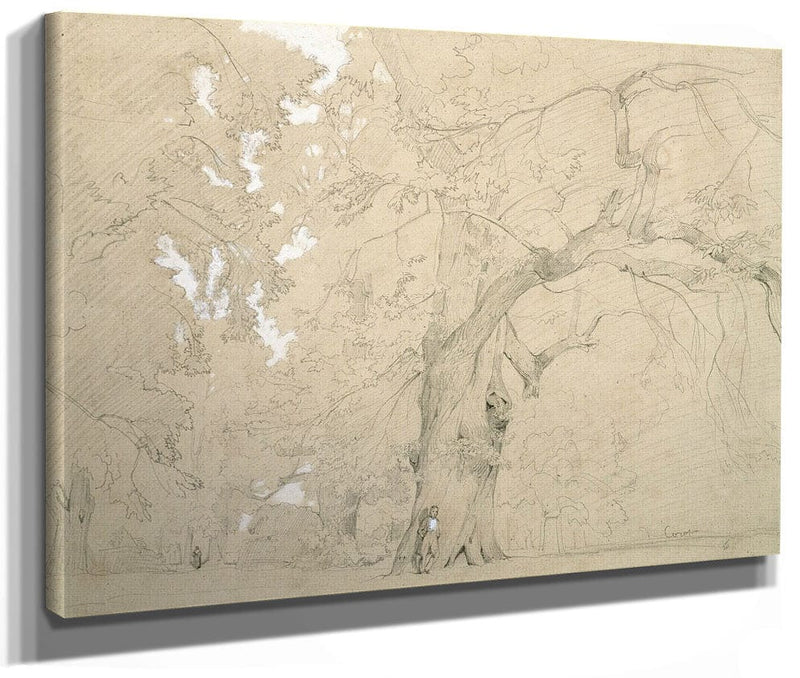 Young Man In Front Of A Great Oak By Jean Baptiste Camille Corot Fine Art Print 2