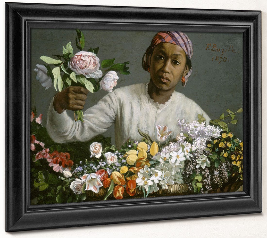 Young Woman With Peonies By Frederic Bazille Fine Art Print 2