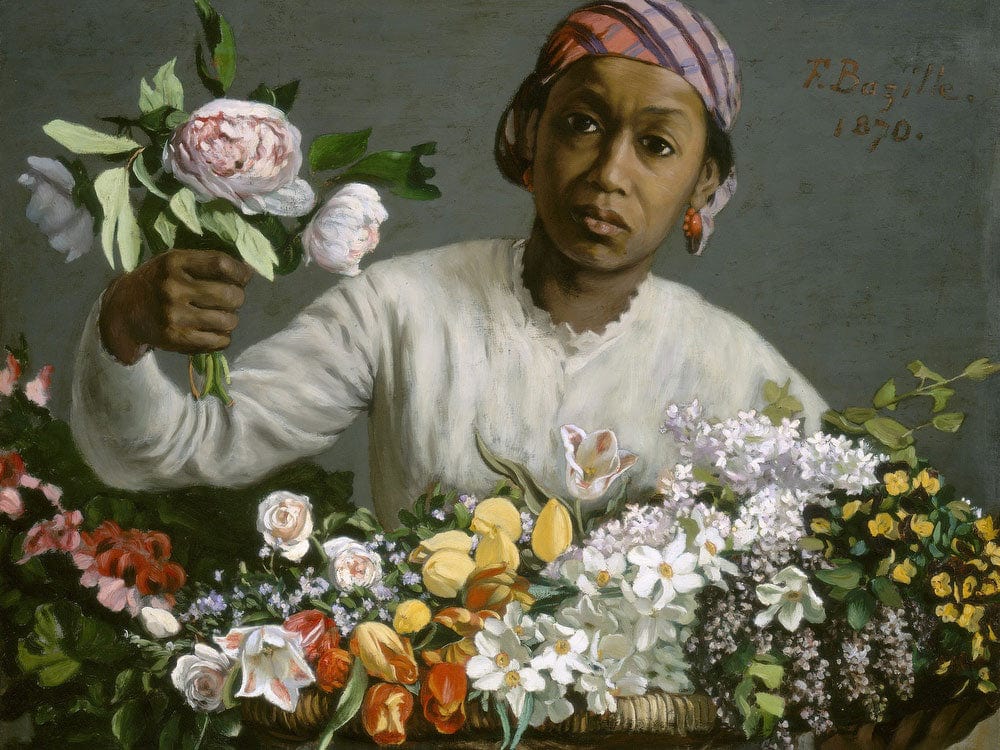 Young Woman With Peonies By Frederic Bazille Fine Art Print 2