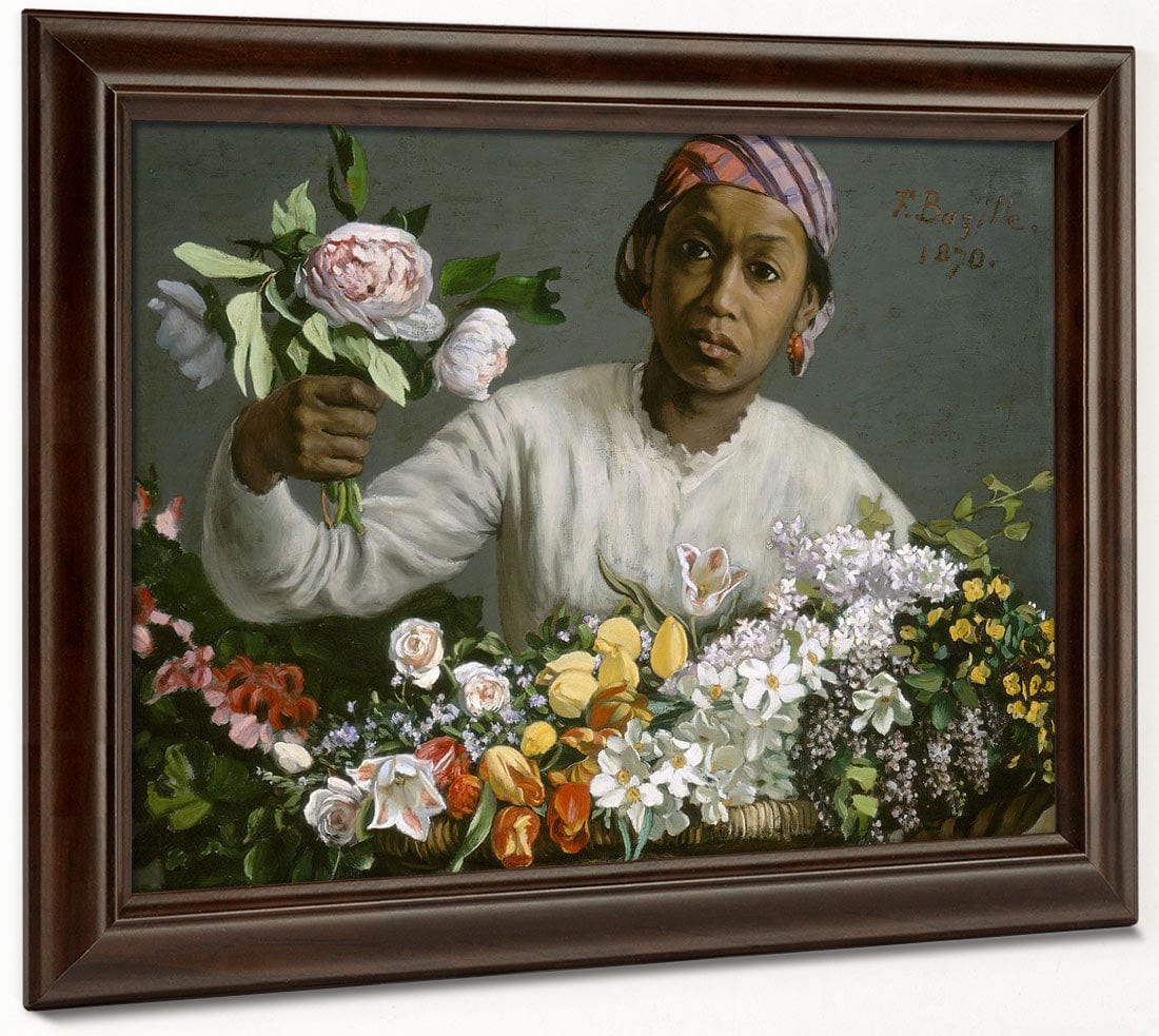 Young Woman With Peonies By Frederic Bazille Fine Art Print 2