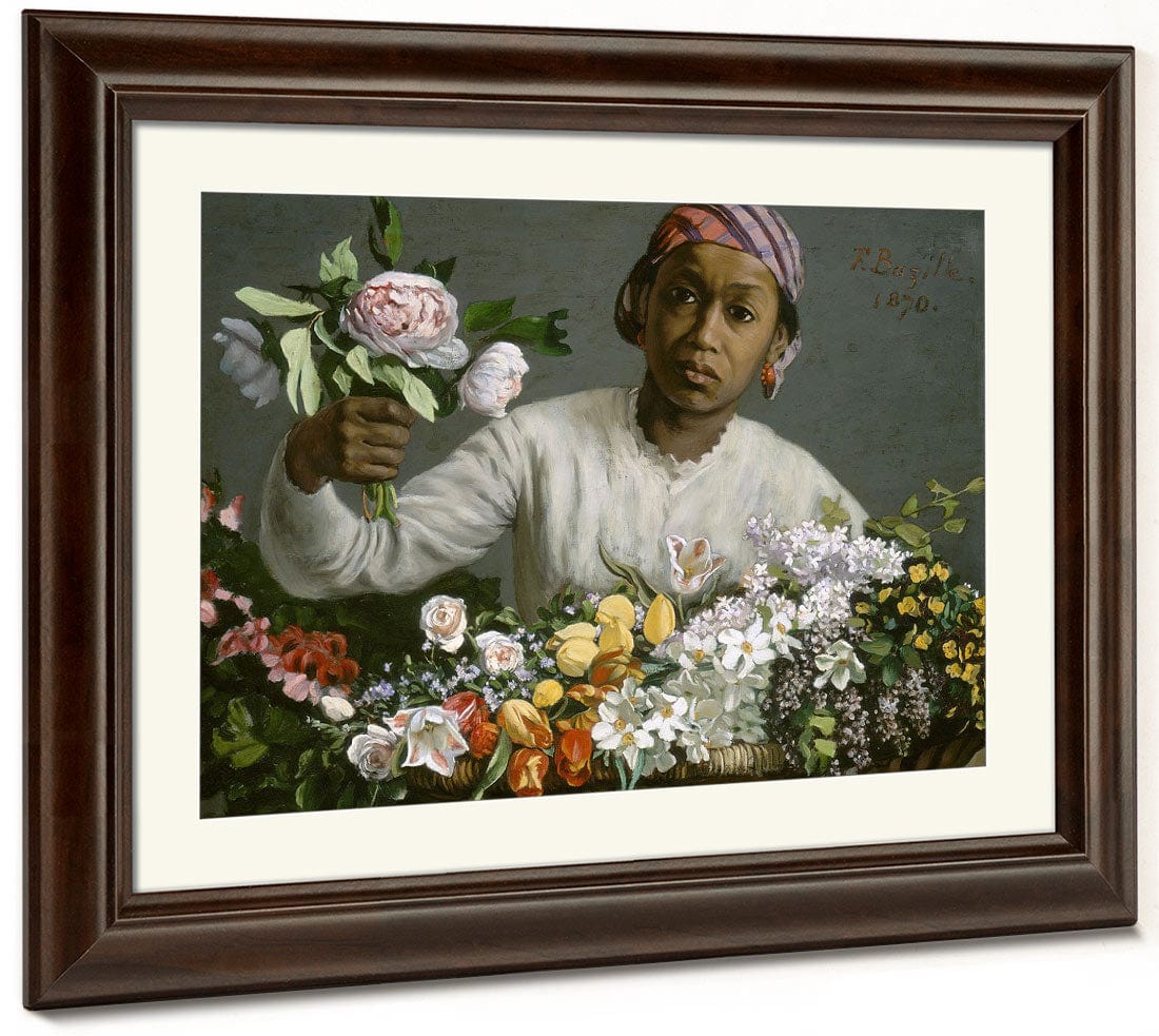 Young Woman With Peonies By Frederic Bazille Fine Art Print 2