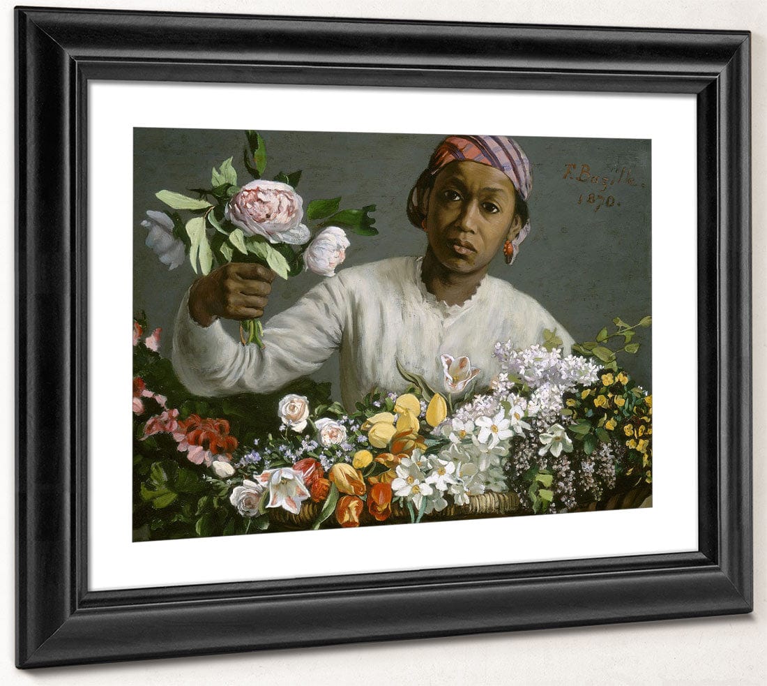Young Woman With Peonies By Frederic Bazille Fine Art Print 2