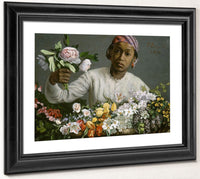 Young Woman With Peonies By Frederic Bazille Fine Art Print 2