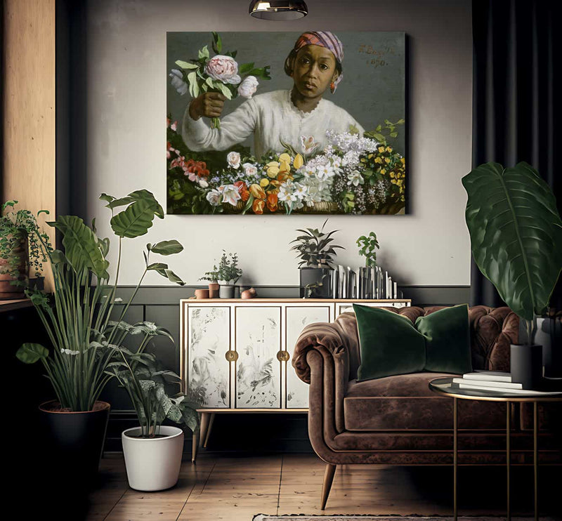 Young Woman With Peonies By Frederic Bazille Fine Art Print 2