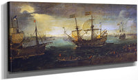 20" x 10" / Canvas Wrap 3 Master Firing A Saluted By Cornelis Claesz Van Wieringen Fine Art Print