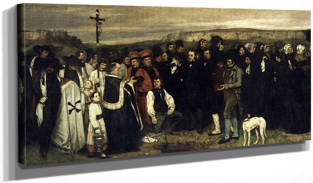 20" x 10" / Canvas Wrap A Burial At Ornans Un Enterrement A Ornans By Gustave Courbet Fine Art Print
