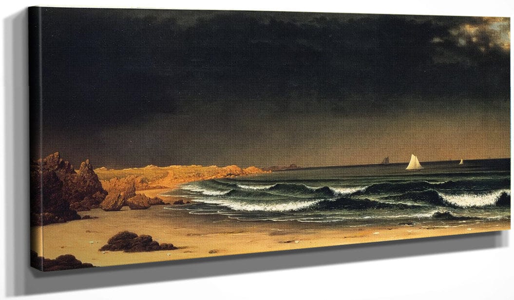 20" x 10" / Canvas Wrap Approaching Storm Beach Near Newport By Martin Johnson Heade Fine Art Print