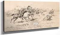 20" x 10" / Canvas Wrap Battle Between The Crows And Blackfeet By Charles Marion Russell Fine Art Print