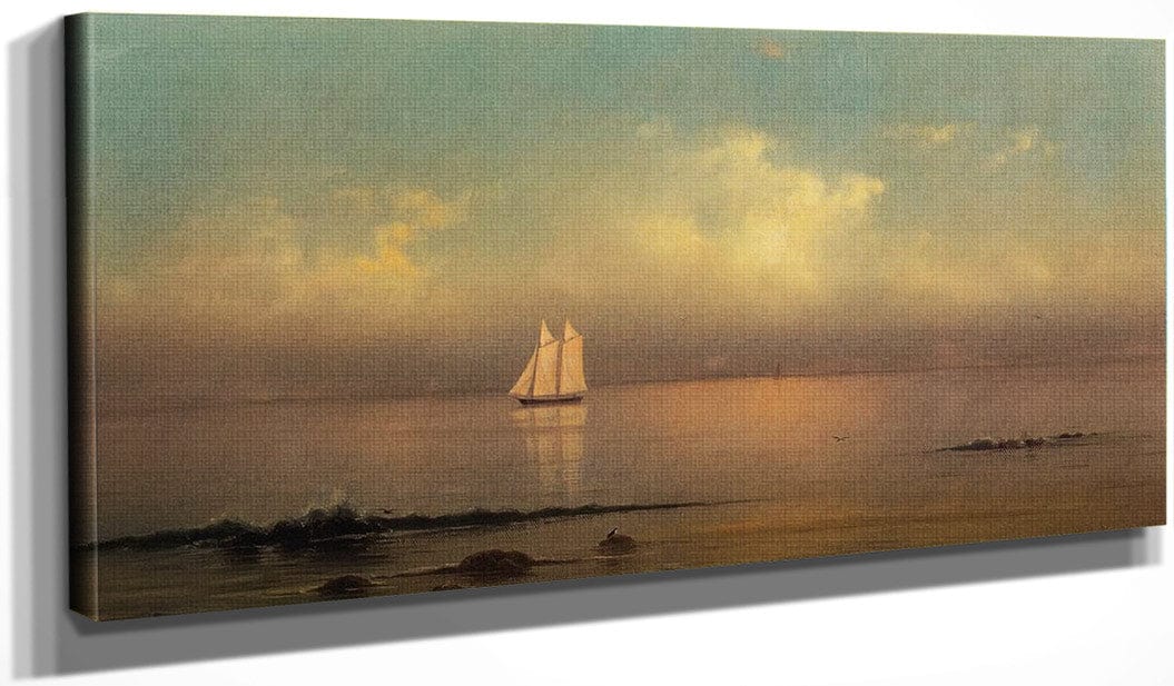 20" x 10" / Canvas Wrap Becalmed Long Island Sound By Martin Johnson Heade Fine Art Print