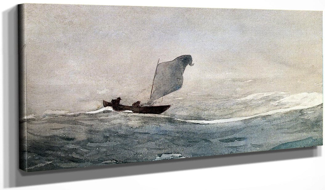 20" x 10" / Canvas Wrap Blown Away By Winslow Homer Fine Art Print