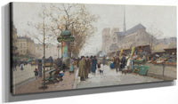 20" x 10" / Canvas Wrap Bouquinistes On Le Quai De Tournelle Paris By Eugene Galien Laloue Fine Art Print