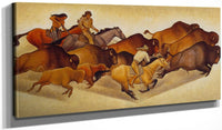 20" x 10" / Canvas Wrap Buffalo Hunt By Maynard Dixon Fine Art Print