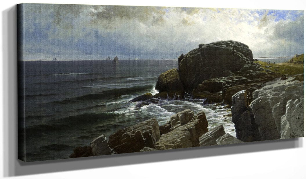 20" x 10" / Canvas Wrap Castle Rock, Marblehead By Alfred Thompson Bricher Fine Art Print