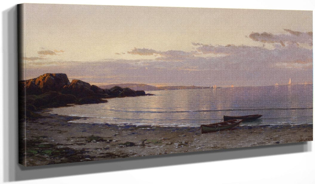 20" x 10" / Canvas Wrap Coastal View At Sunset By Alfred Thompson Bricher Fine Art Print