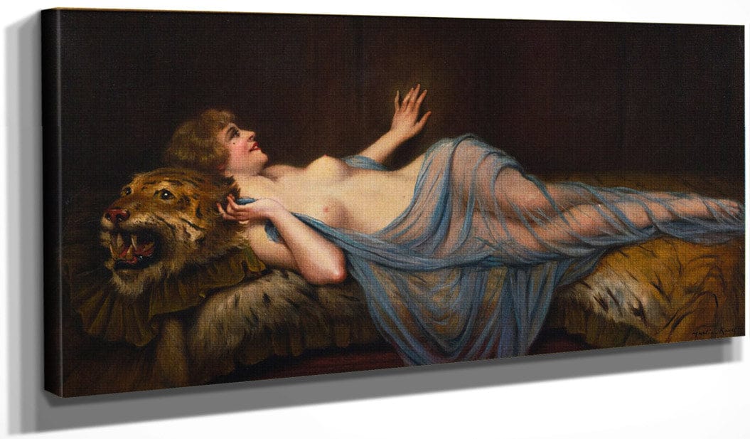 20" x 10" / Canvas Wrap Femme Au Tigre By Francis Martin Kavel Fine Art Print