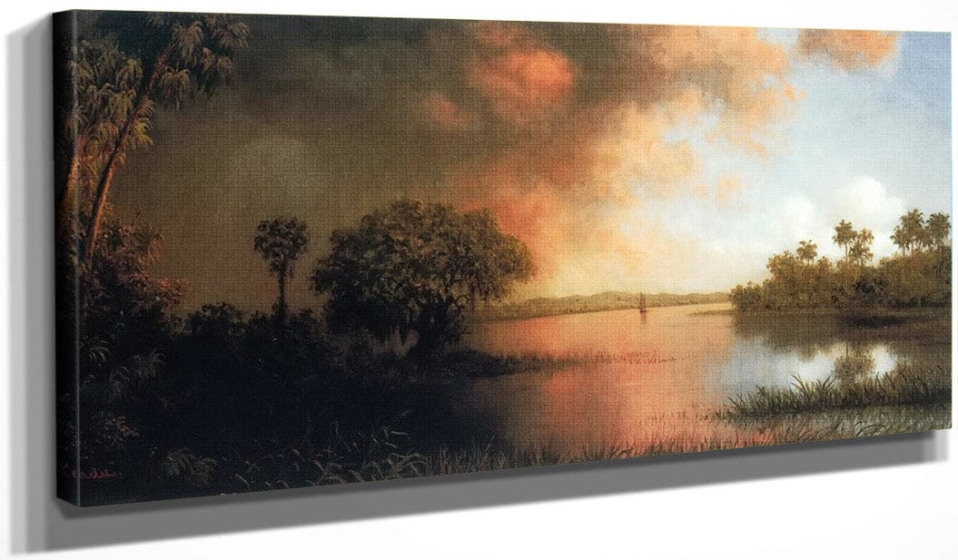 20" x 10" / Canvas Wrap Florida River Scene By Martin Johnson Heade Fine Art Print