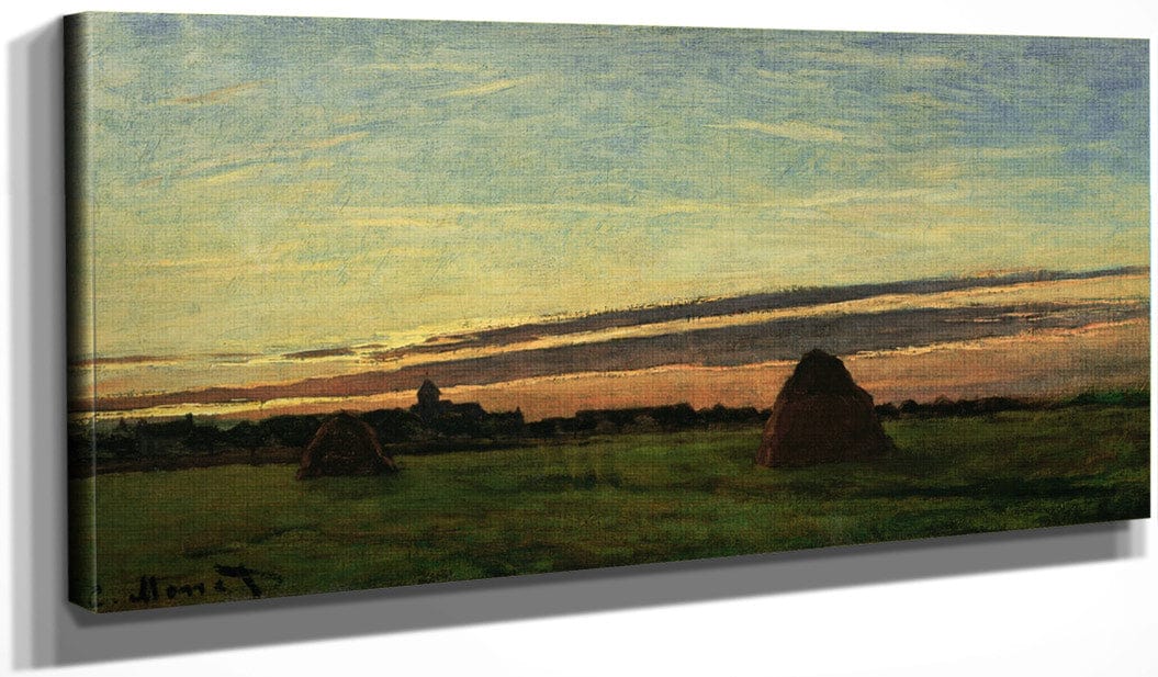 20" x 10" / Canvas Wrap Haystacks At Chailly By Claude Monet Fine Art Print