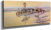 20" x 10" / Canvas Wrap Indians Traveling On Travois By Charles Marion Russell Fine Art Print