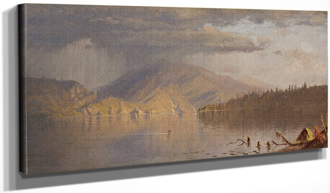 20" x 10" / Canvas Wrap Lake Scene (Possibly A Rainy Day On Lake Kenogamy), C. 1878 By Sanford Robinson Gifford Fine Art Print