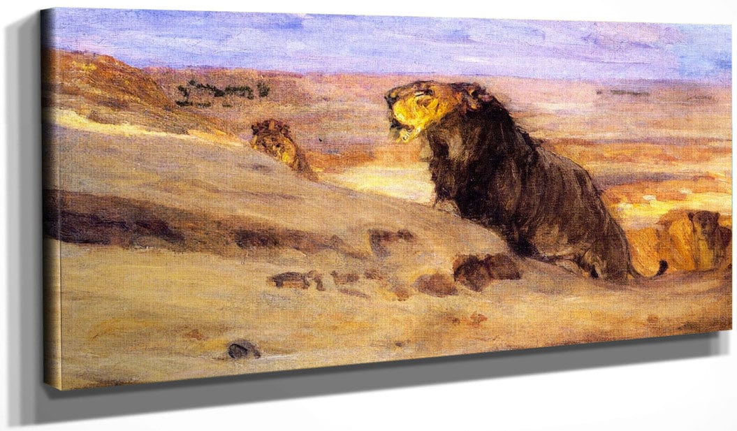 20" x 10" / Canvas Wrap Lions In The Desert By Henry Ossawa Tanner Fine Art Print