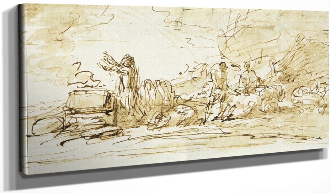 20" x 10" / Canvas Wrap Noah Sacrificing By Benjamin West Fine Art Print