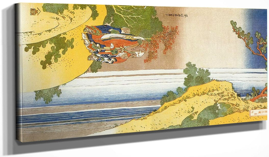 20" x 10" / Canvas Wrap Ri Haku ( Li Po) Admiring The Waterfall By Hokusai Fine Art Print