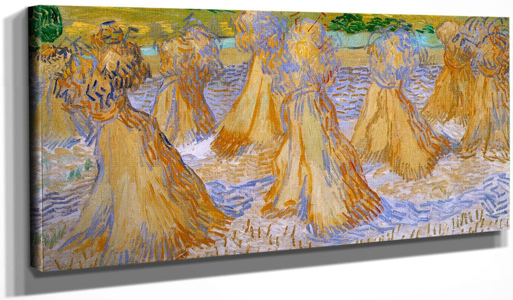20" x 10" / Canvas Wrap Sheaves Of Wheat By Vincent Van Gogh Fine Art Print