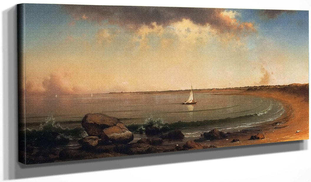 20" x 10" / Canvas Wrap Shore Scene Point Judith By Martin Johnson Heade Fine Art Print