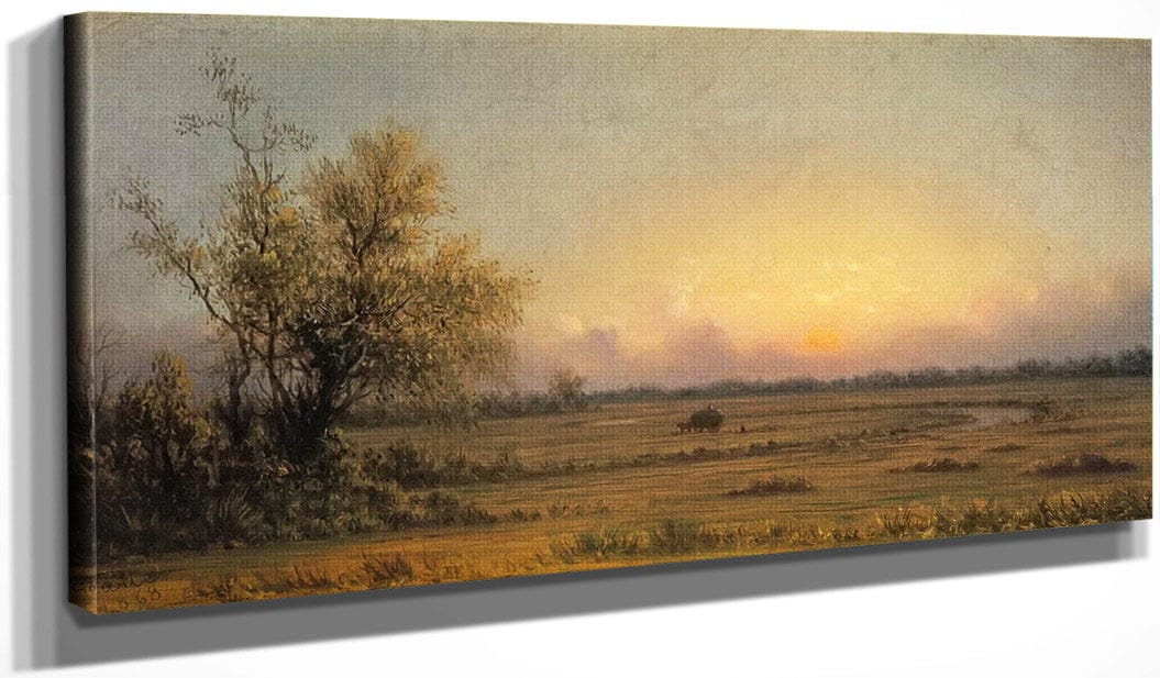 20" x 10" / Canvas Wrap Sunset Marsh Sinking Sun By Martin Johnson Heade Fine Art Print
