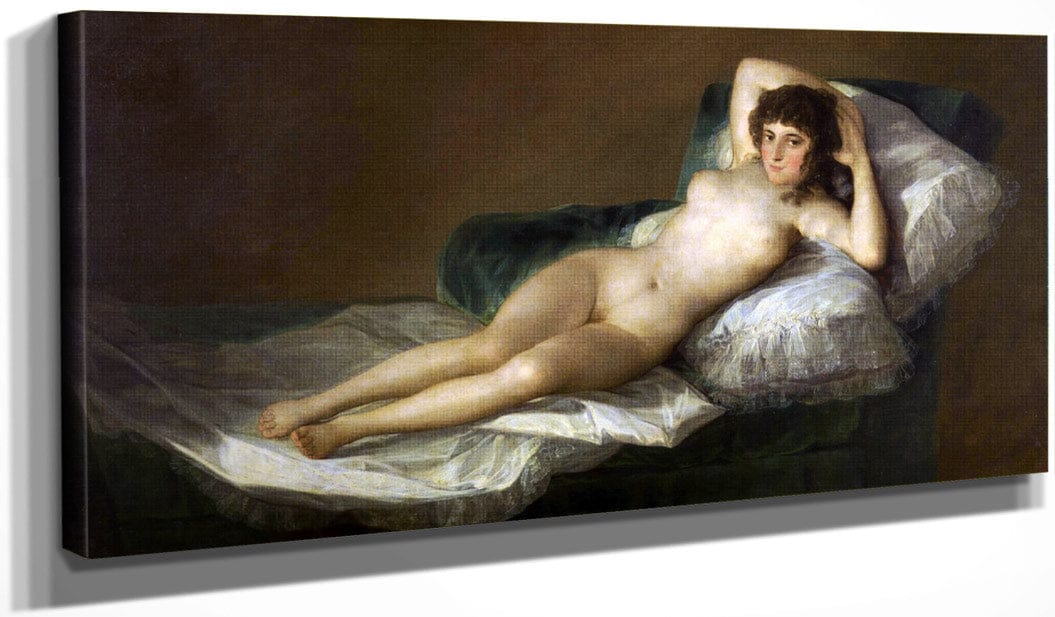 20" x 10" / Canvas Wrap The Nude Maja 1800 98X191Cm Prado Museum P00742 By Francisco De Goya Fine Art Print