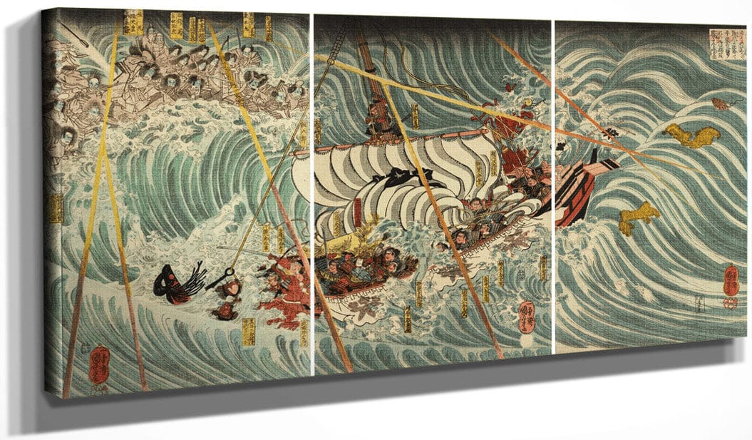 20" x 10" / Canvas Wrap The Taira Ghosts Arising From The Sea 1845 By Utagawa Kuniyoshi Fine Art Print