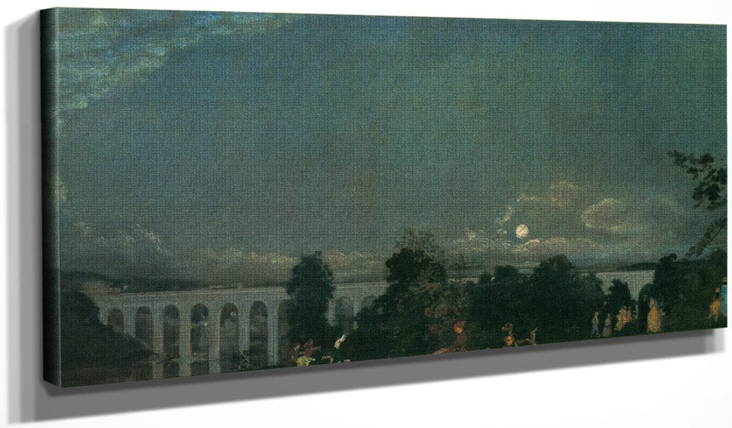 20" x 10" / Canvas Wrap Twilight On The Harlem 1907 By Arthur B Davies Fine Art Print